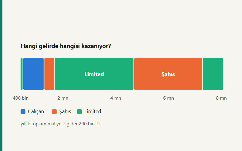 Gelir düzeyine göre en çok net bırakan çalışma biçimini gösteren renkli bant grafiği